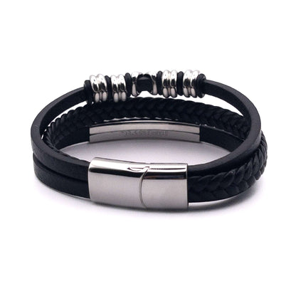 Bracelet en cuir et acier - Infini