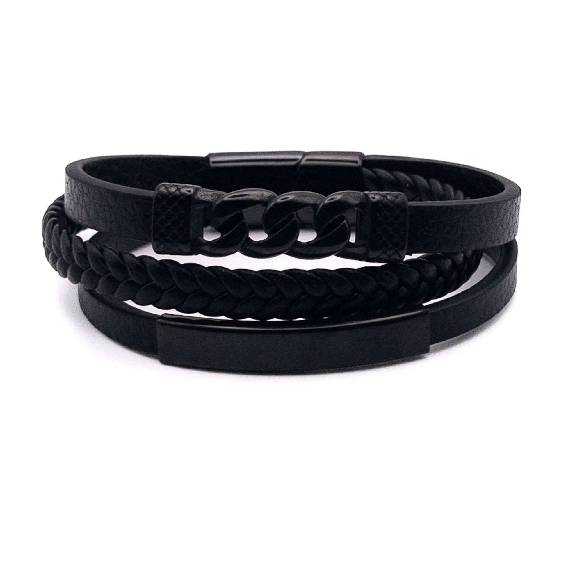 Bracelet en cuir et acier - Paco