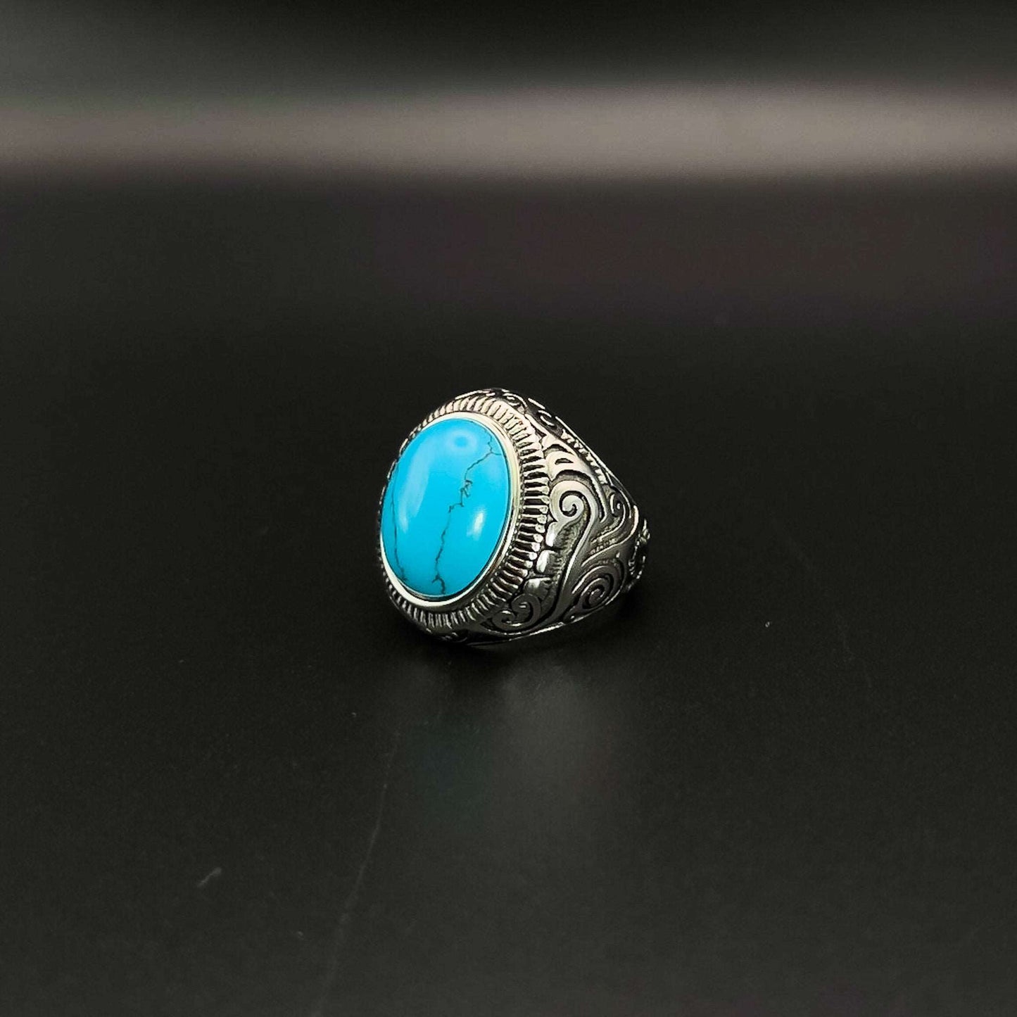 Chevalière Howlite bleue