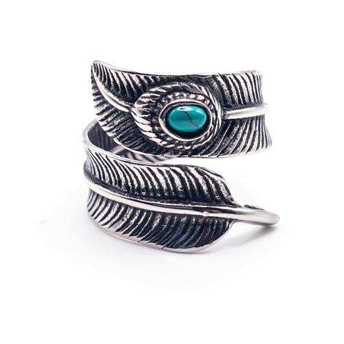 Anneau Plume turquoise - Bijoux pour Homme - Stonerparis.com