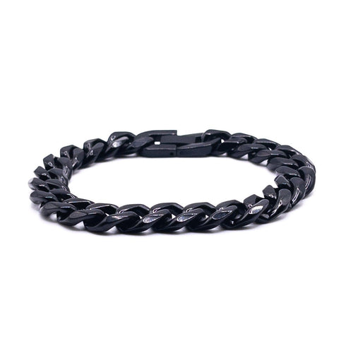 Gourmette à mailles noires 10 mm - Bijoux pour Homme - Stonerparis.com