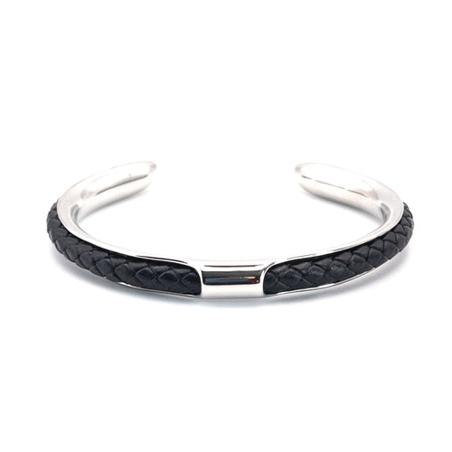 Bracelet manchette cuir - Noir